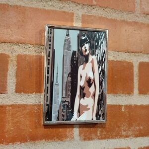 8 Bit Mini Nude Flapper Girl Empire State Building Framed Mini Art Print lo-fi